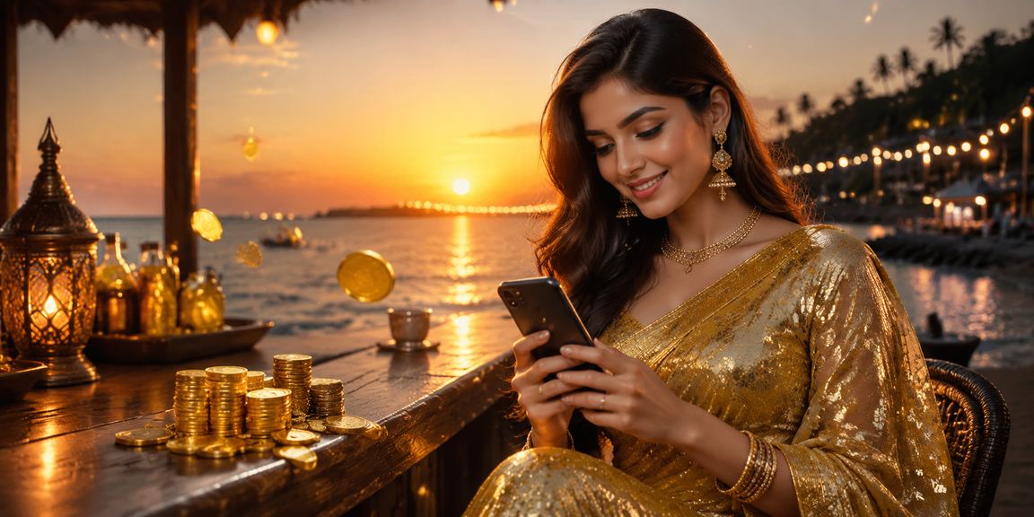 সেন্ট মার্টিনে শাড়ি পরিহিতা খেলোয়াড় ক্যাসিনো অ্যাপ ব্যবহার করছেন